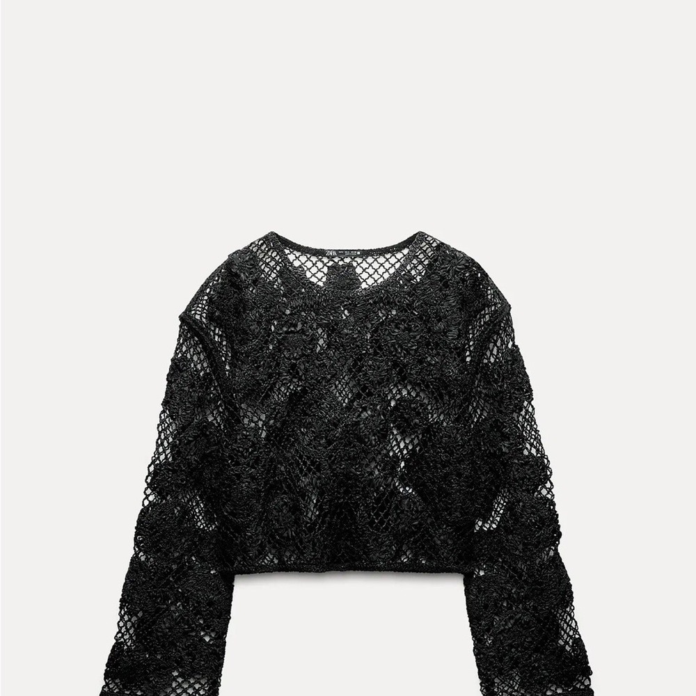 Zara Black Lace Long Sleeve Top